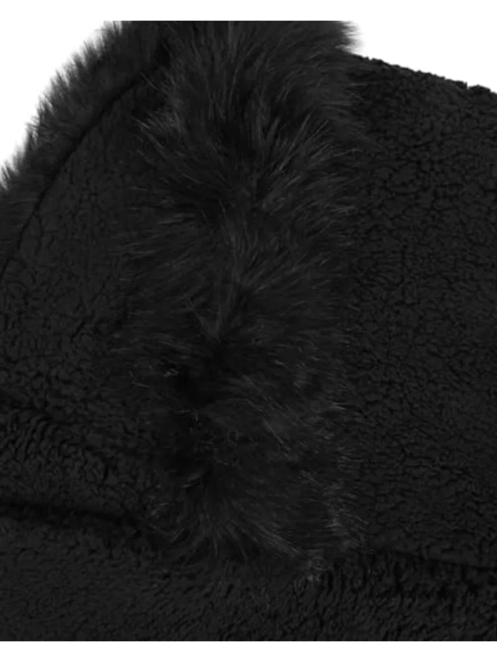 Faux Sherpa Hooded Scarf with Faux Fur Trim 3-in-1 Hat Gloves Set Winter